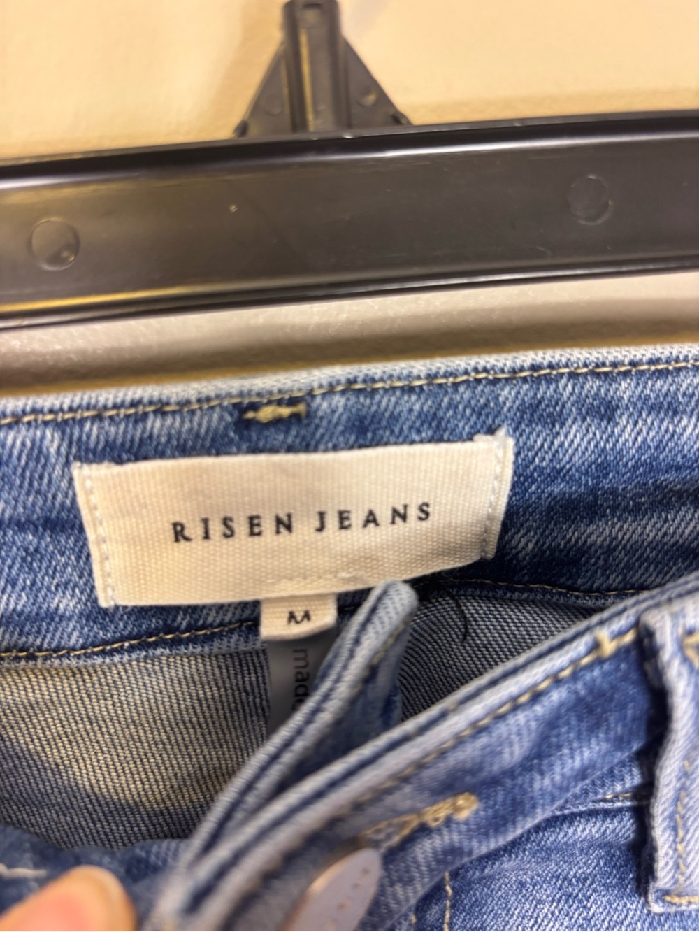 Risen High-Rise Distressed Blue Denim Shorts for Women Medium - Picture 3 of 4